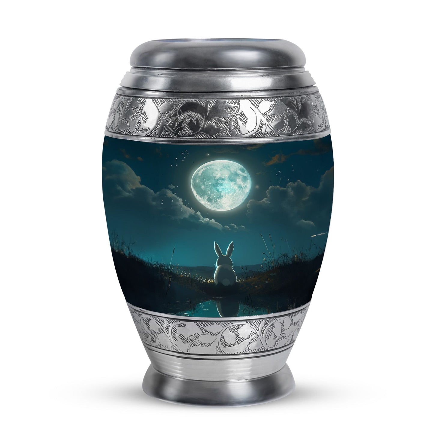 White Personalized Galaxy Cremation Urn for Human Ashes - 10-inch, 200 cu in - Yatskia