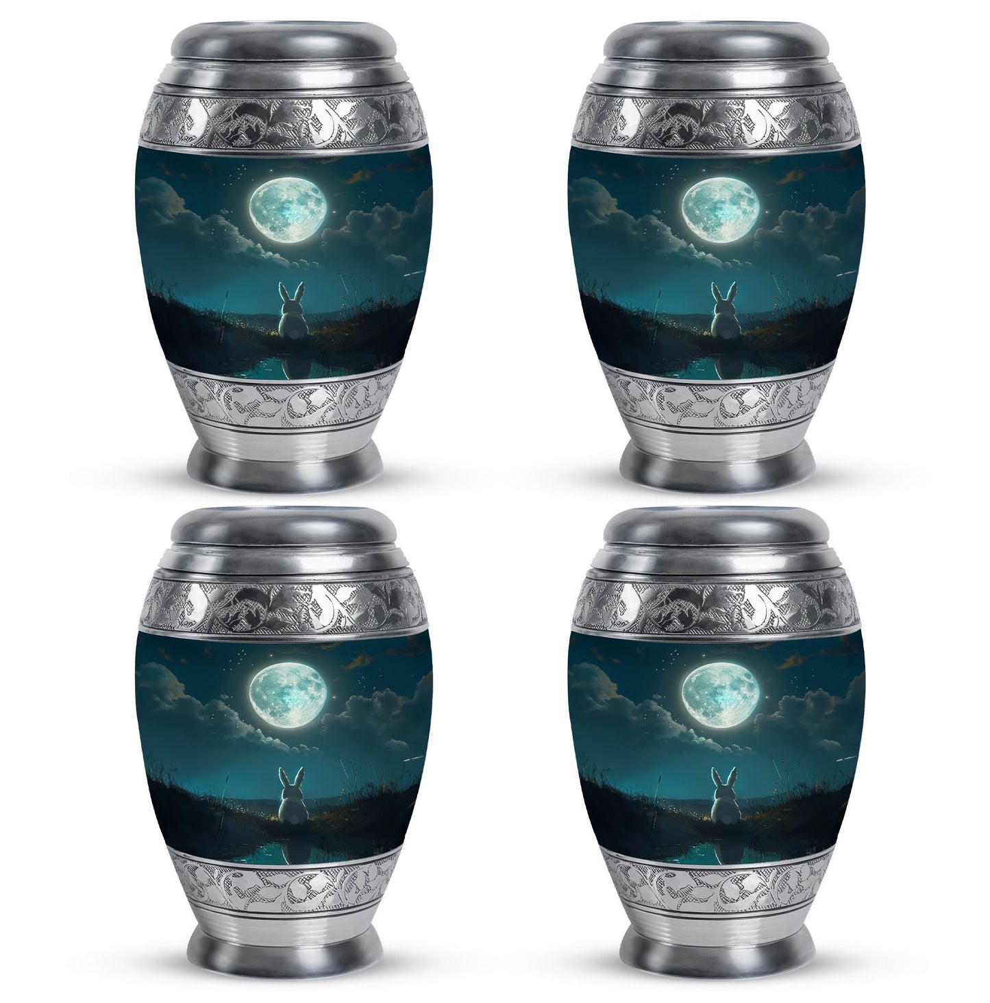 White Personalized Galaxy Cremation Urn for Human Ashes - 10-inch, 200 cu in - Yatskia