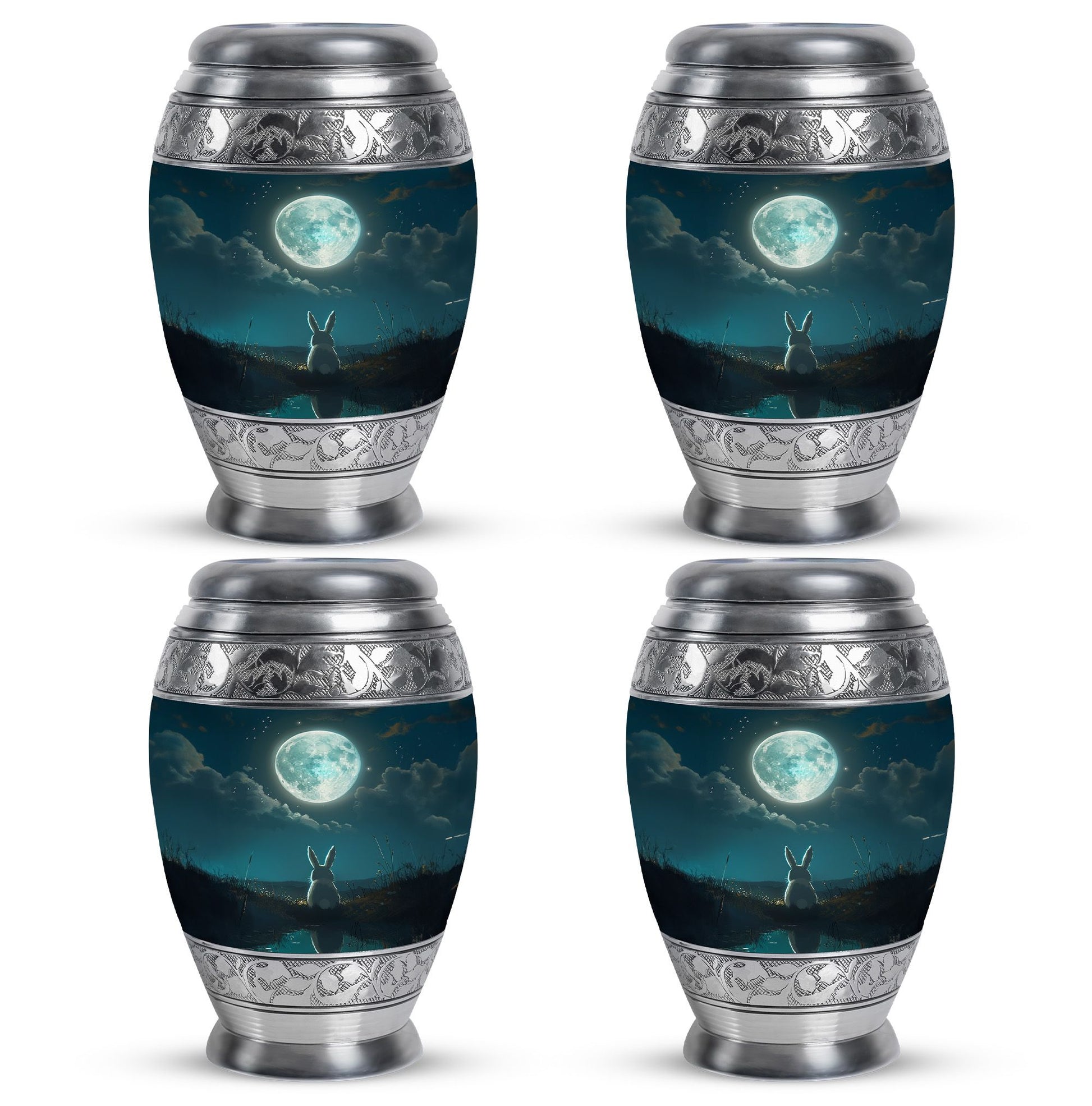 White Bunny Moon Miniature Urns For Human Ashes Funeral, Ashes Urn