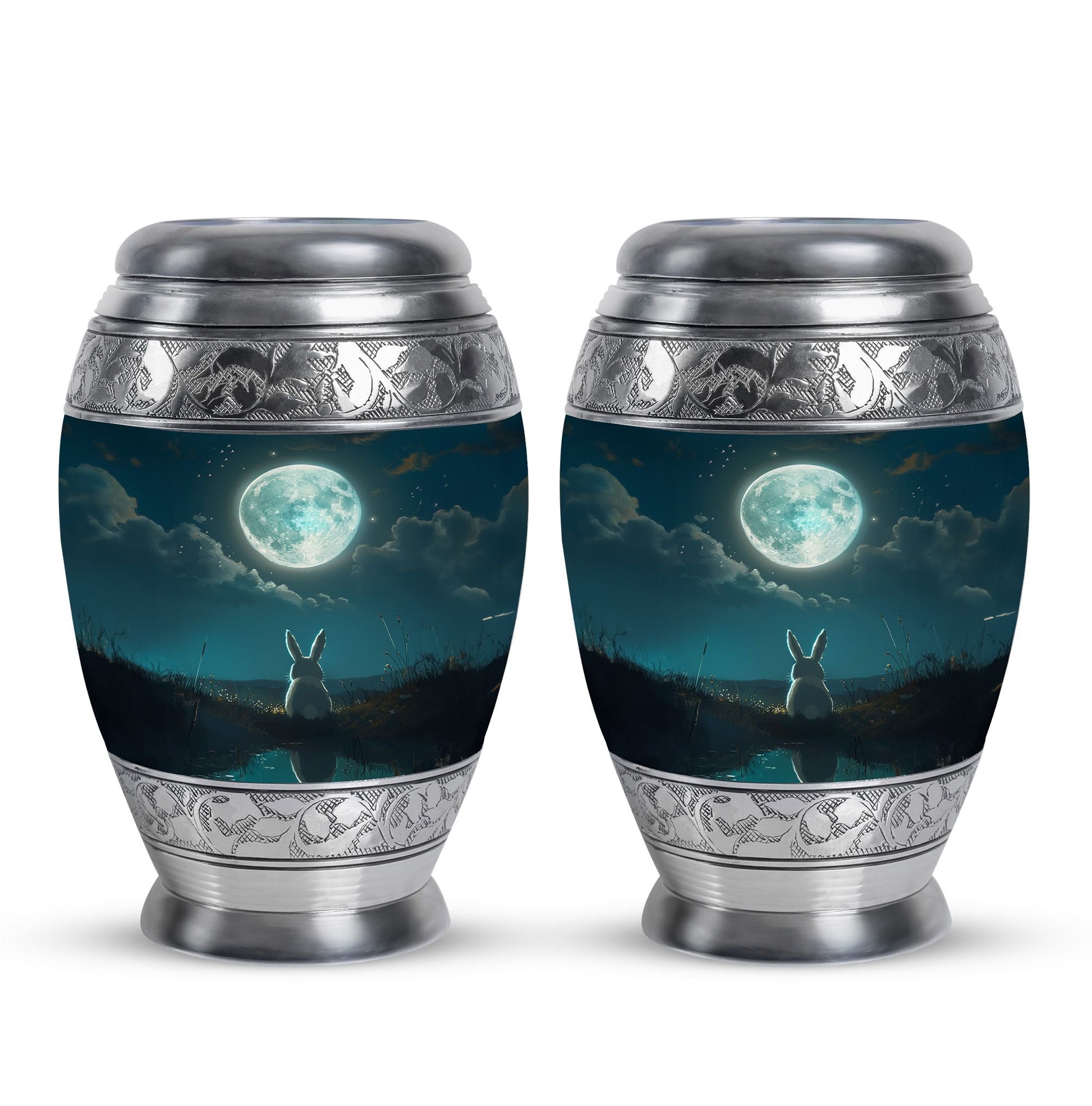 White Bunny Moon Miniature Urns For Human Ashes Funeral, Ashes Urn