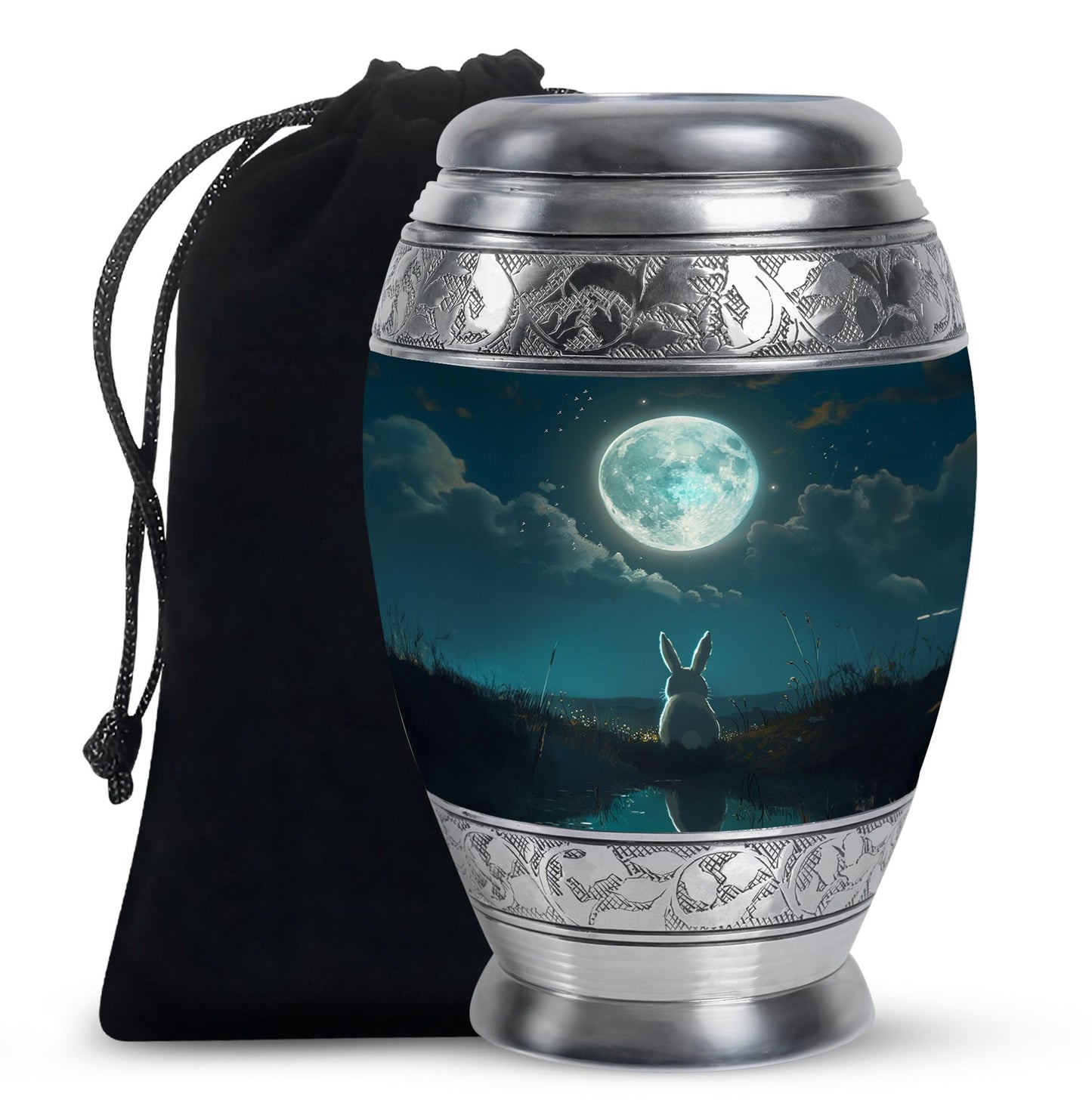White Personalized Galaxy Cremation Urn for Human Ashes - 10-inch, 200 cu in - Yatskia