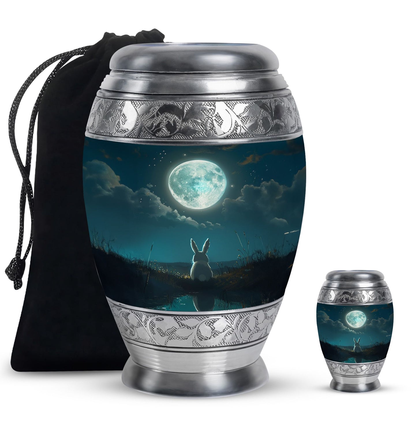 White Personalized Galaxy Cremation Urn for Human Ashes - 10-inch, 200 cu in - Yatskia