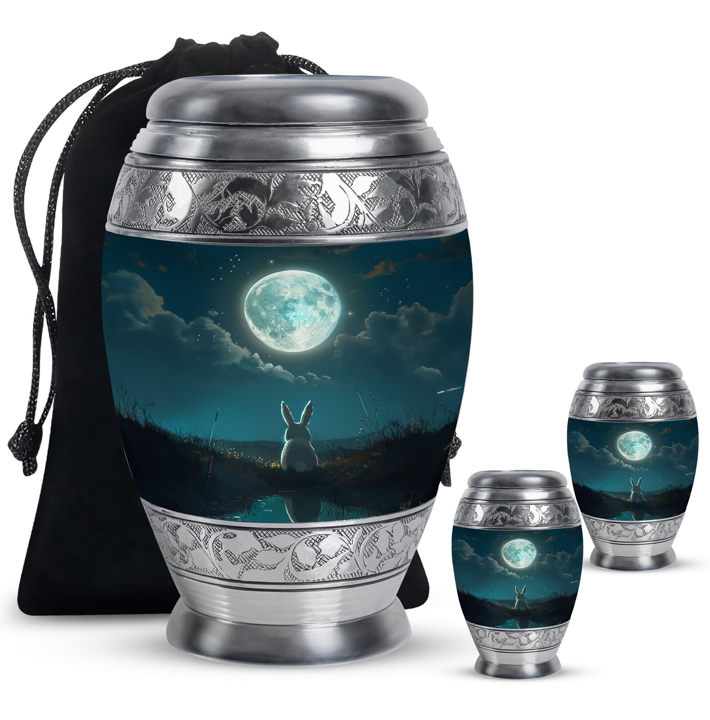 White Personalized Galaxy Cremation Urn for Human Ashes - 10-inch, 200 cu in - Yatskia