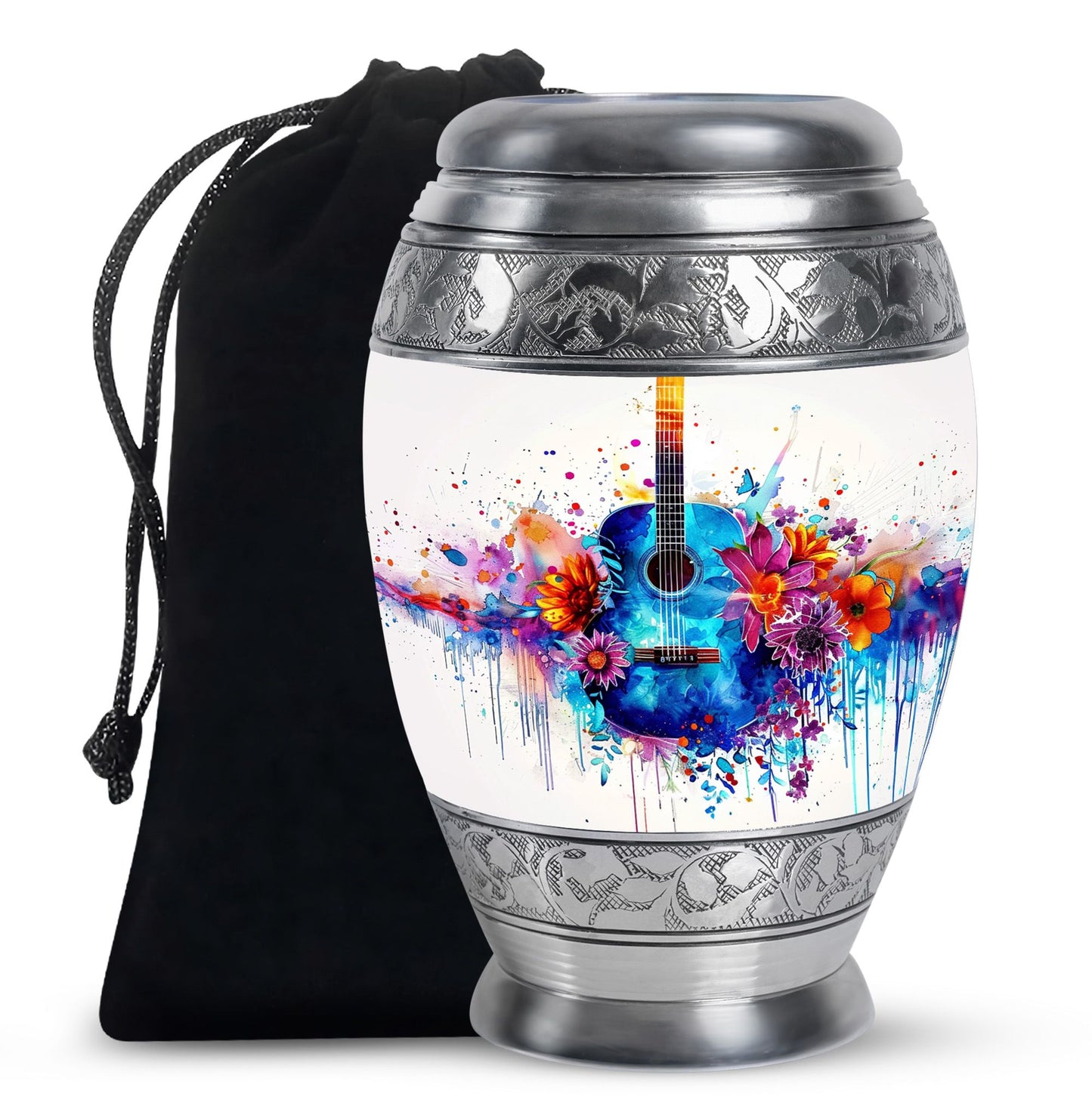 Personalized Guitar Cremation Urn for Human Ashes - 10-inch, 200 cu in - Yatskia
