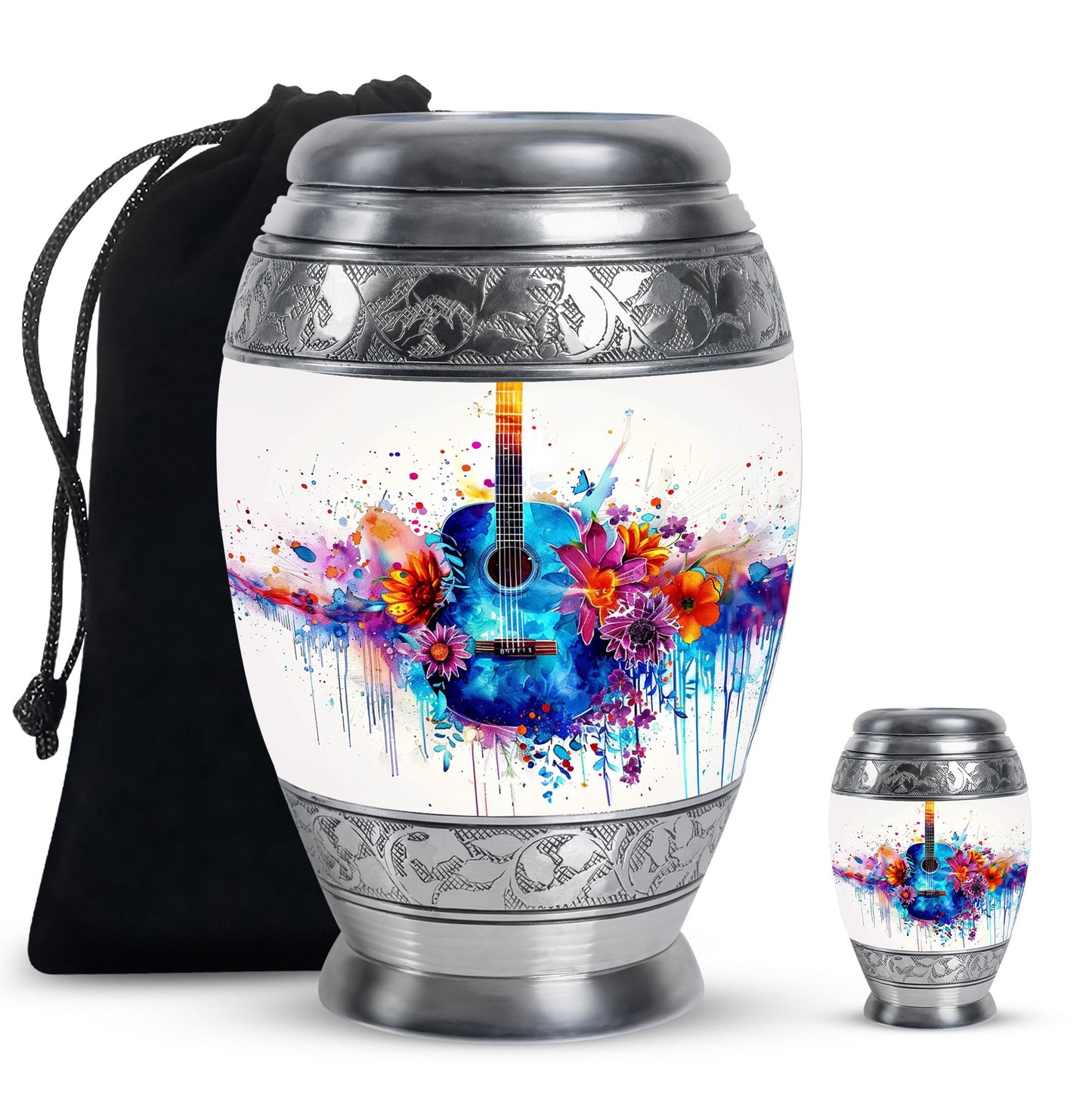 Personalized Guitar Cremation Urn for Human Ashes - 10-inch, 200 cu in - Yatskia