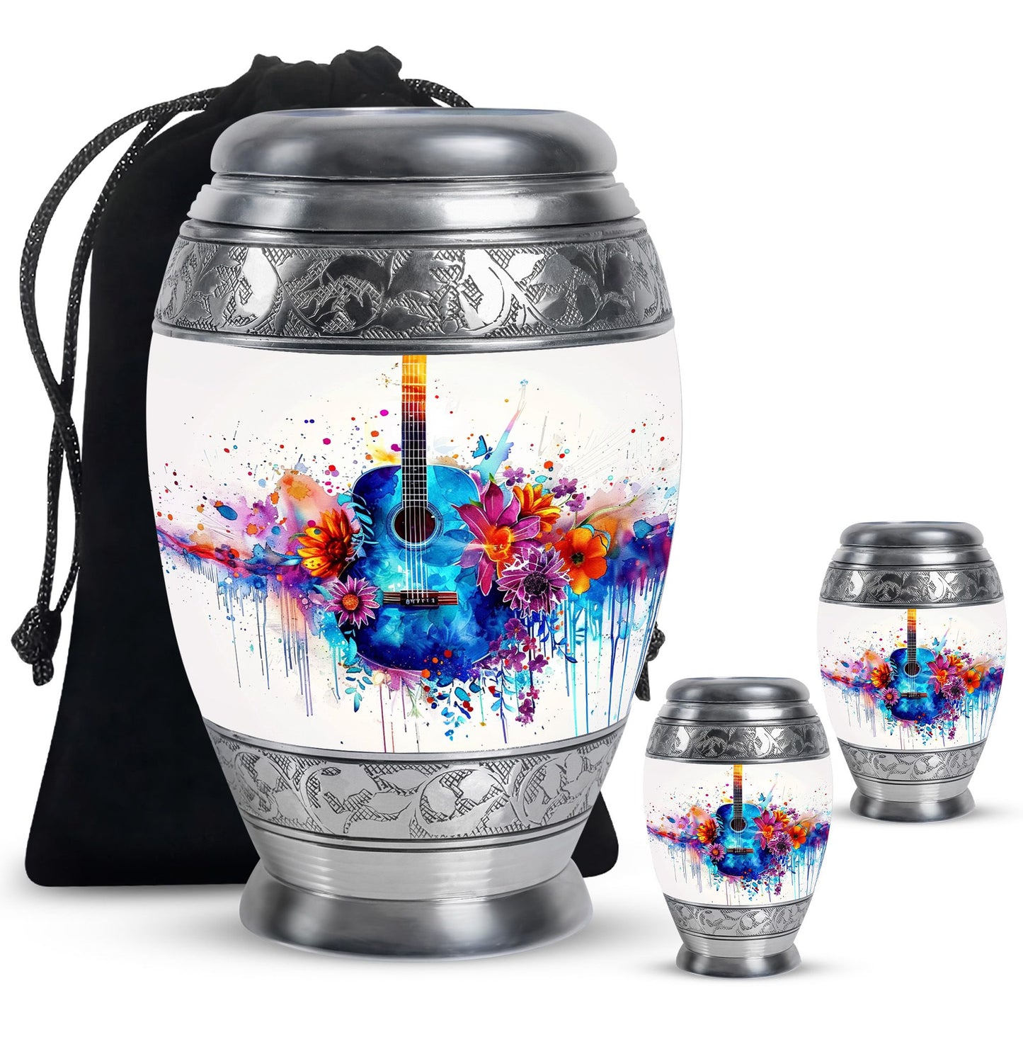 Personalized Guitar Cremation Urn for Human Ashes - 10-inch, 200 cu in - Yatskia