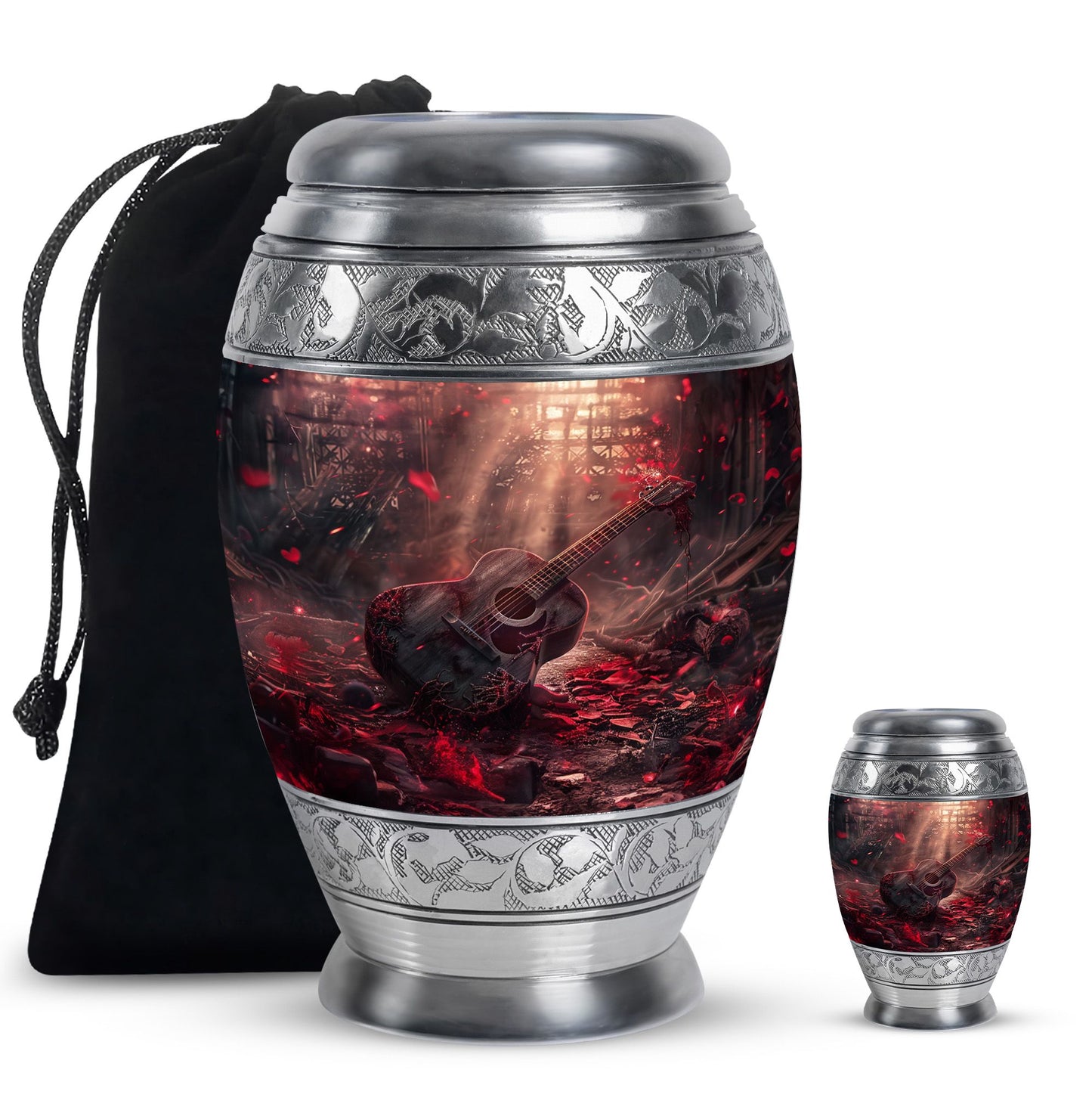 Personalized Guitar Cremation Urn for Men - 10-inch, 200 cu in - Yatskia