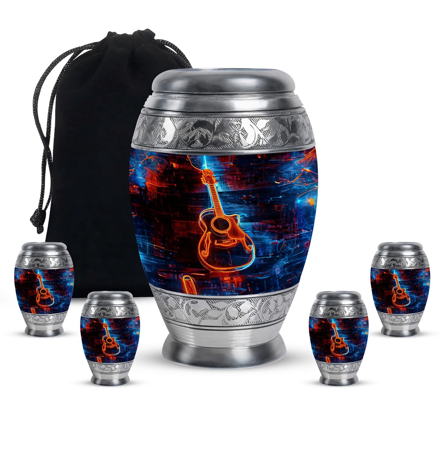 Personalized Guitar Cremation Urn for Human Ashes - 10-inch, 200 cu in - Yatskia