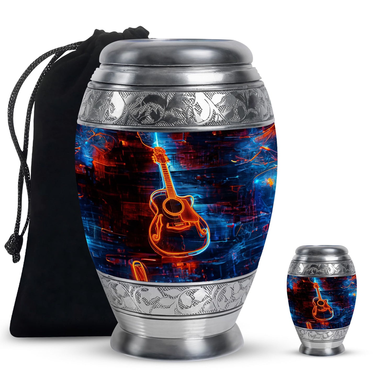 Personalized Guitar Cremation Urn for Human Ashes - 10-inch, 200 cu in - Yatskia