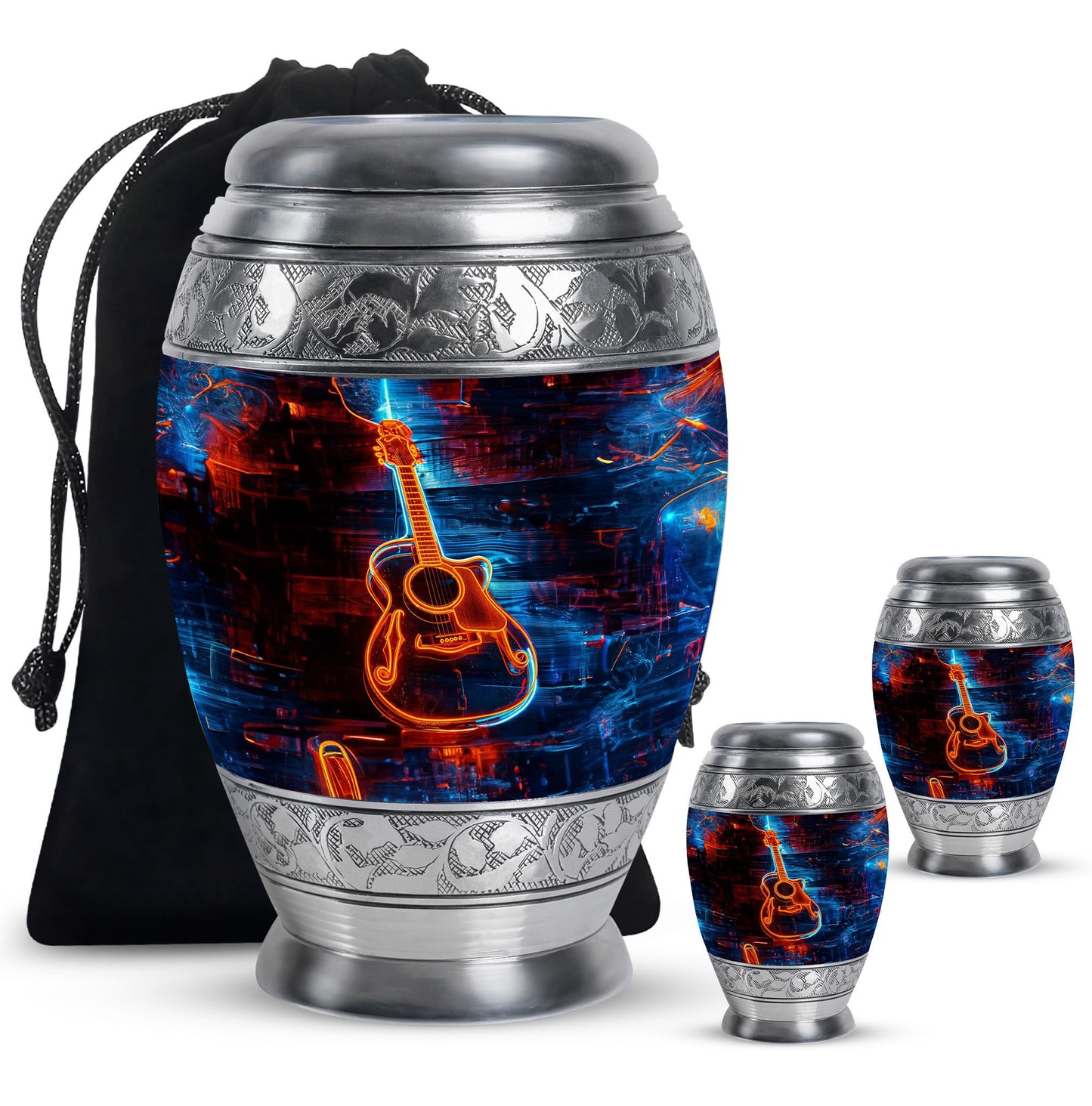 Personalized Guitar Cremation Urn for Human Ashes - 10-inch, 200 cu in - Yatskia