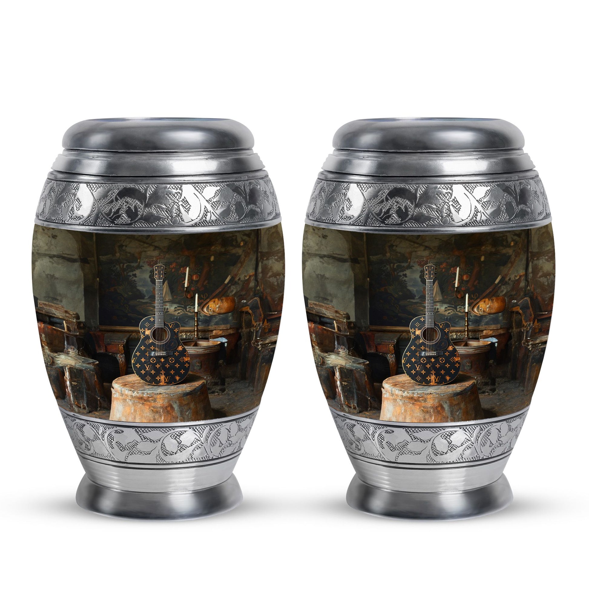 Guitar Small Urn Large Funeral, Ashes Urn For Ashes