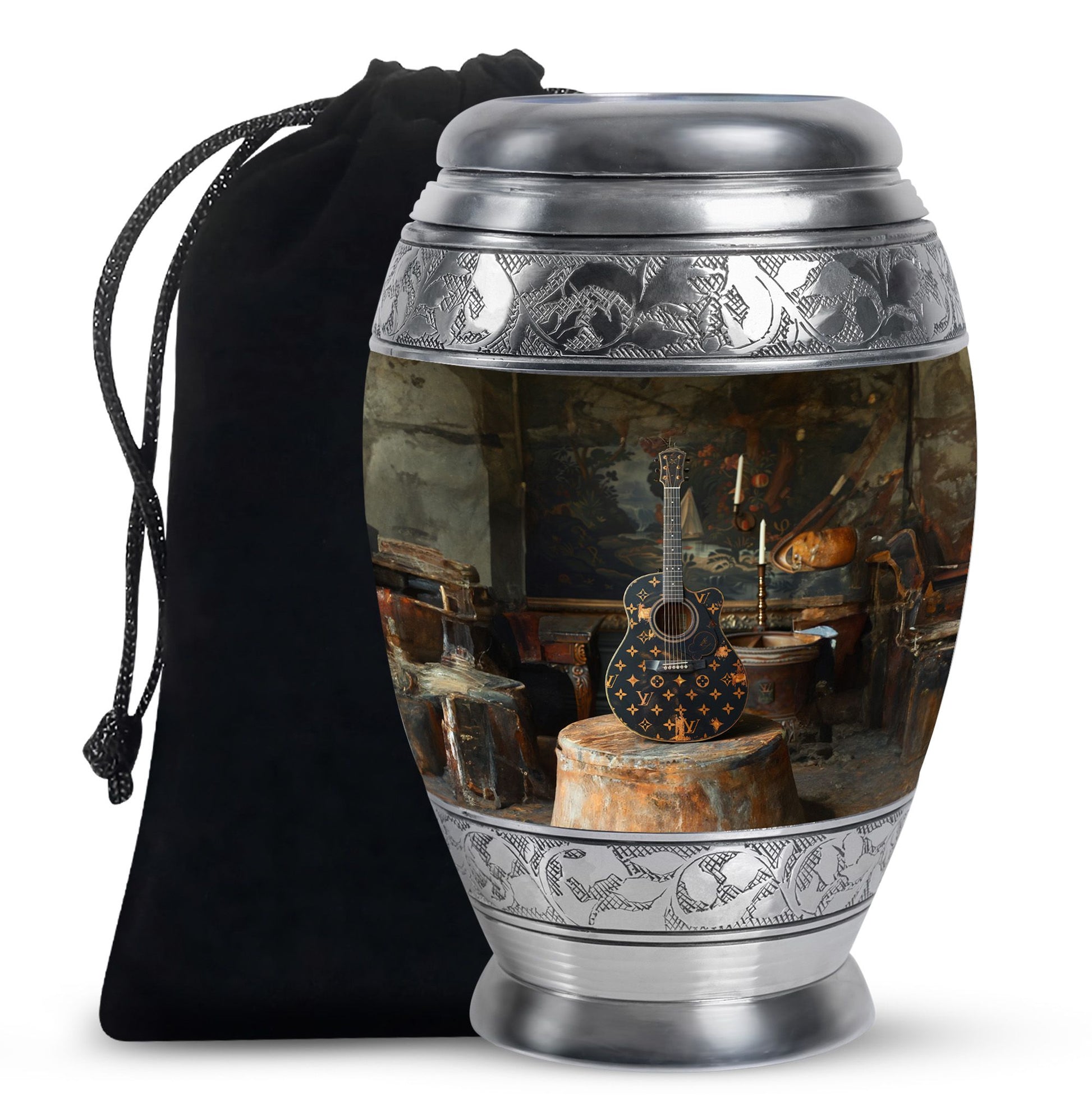 Guitar Small Urn Large Funeral, Ashes Urn For Ashes