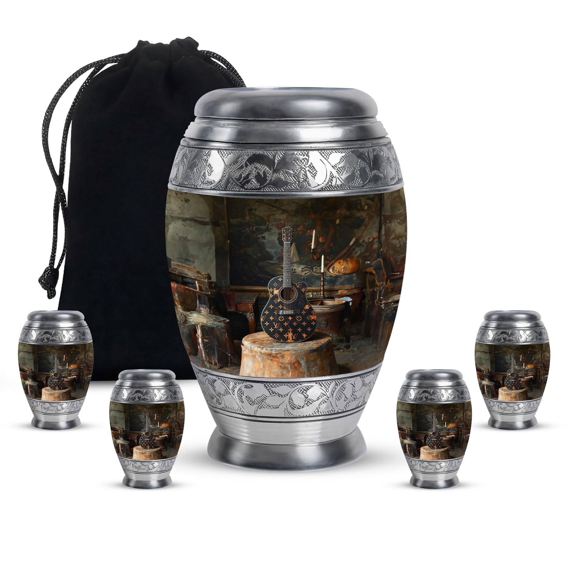 Guitar Small Urn Large Funeral, Ashes Urn For Ashes