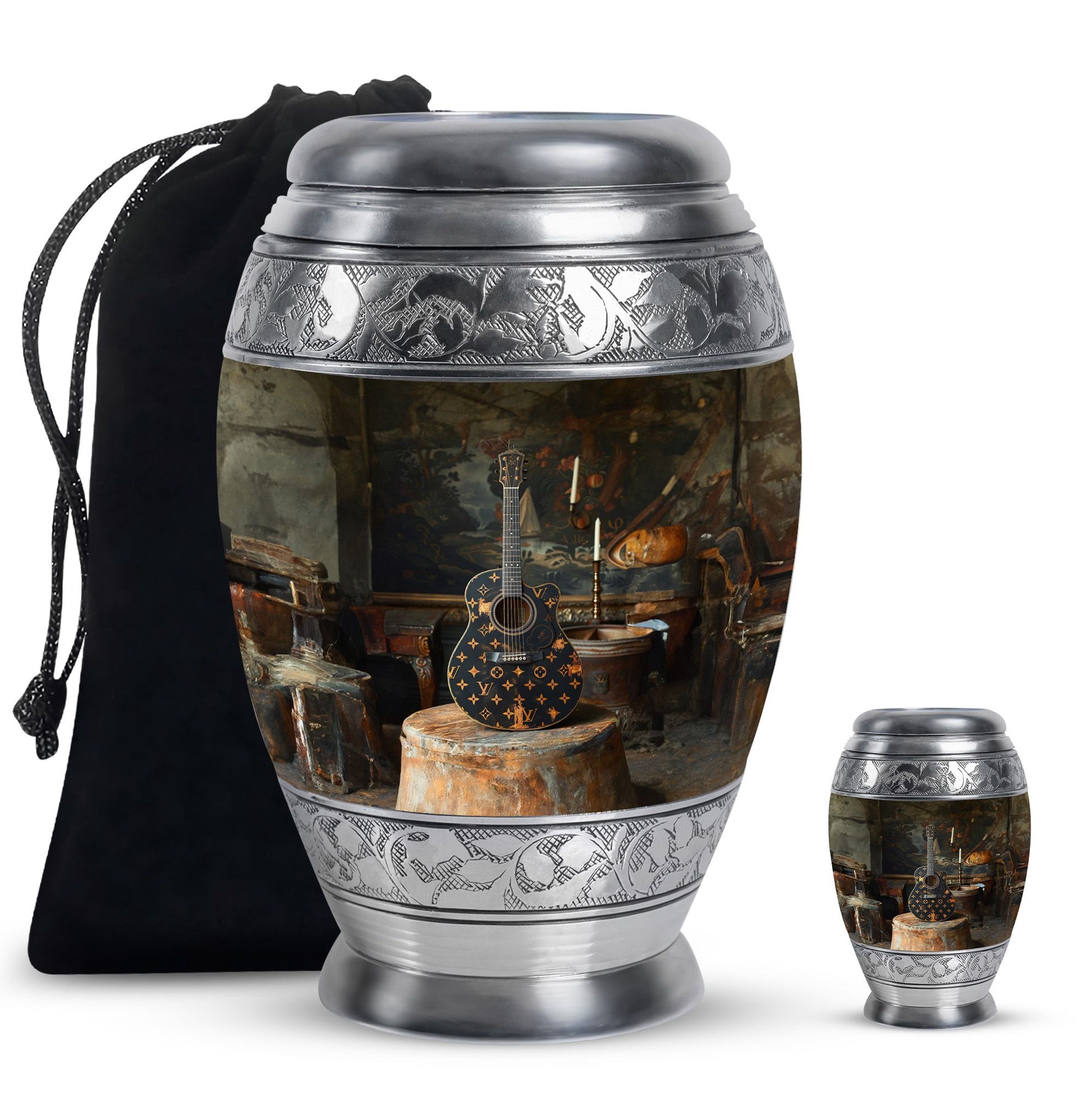 Guitar Small Urn Large Funeral, Ashes Urn For Ashes