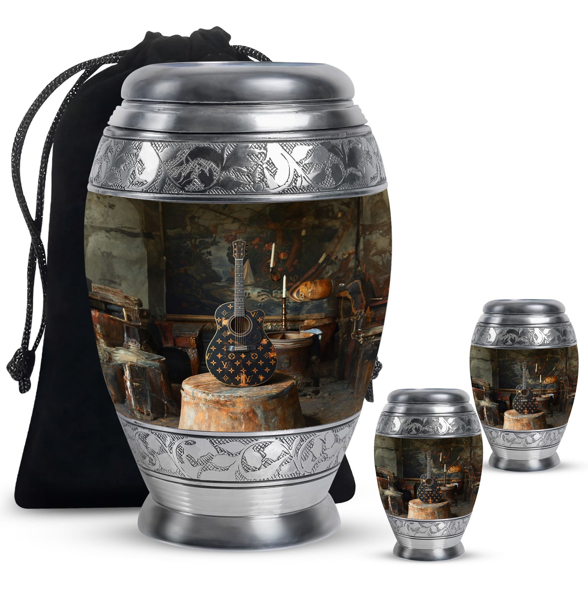 Guitar Small Urn Large Funeral, Ashes Urn For Ashes