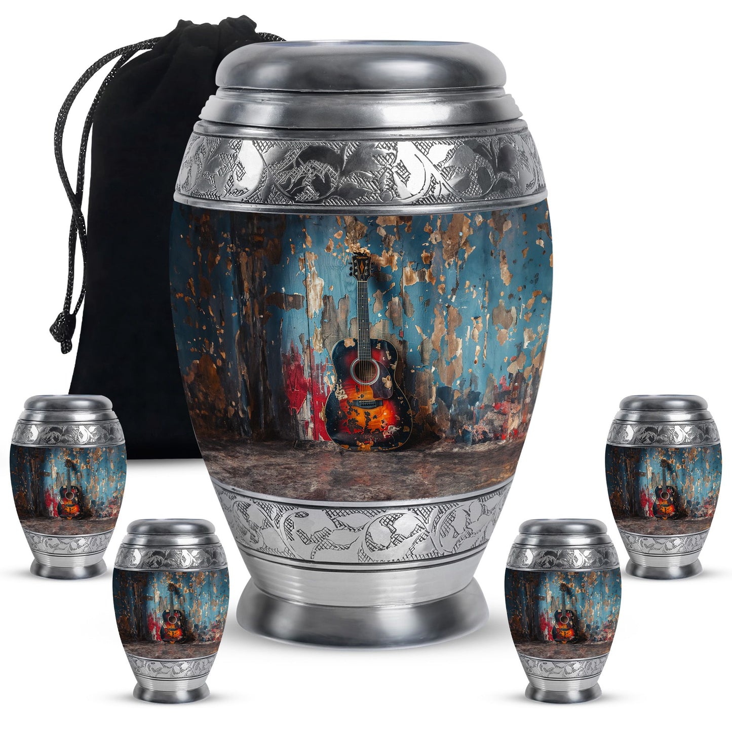 Personalized Guitar Keepsake Urn for Human Ashes - 10-inch, 200 cu in - Yatskia