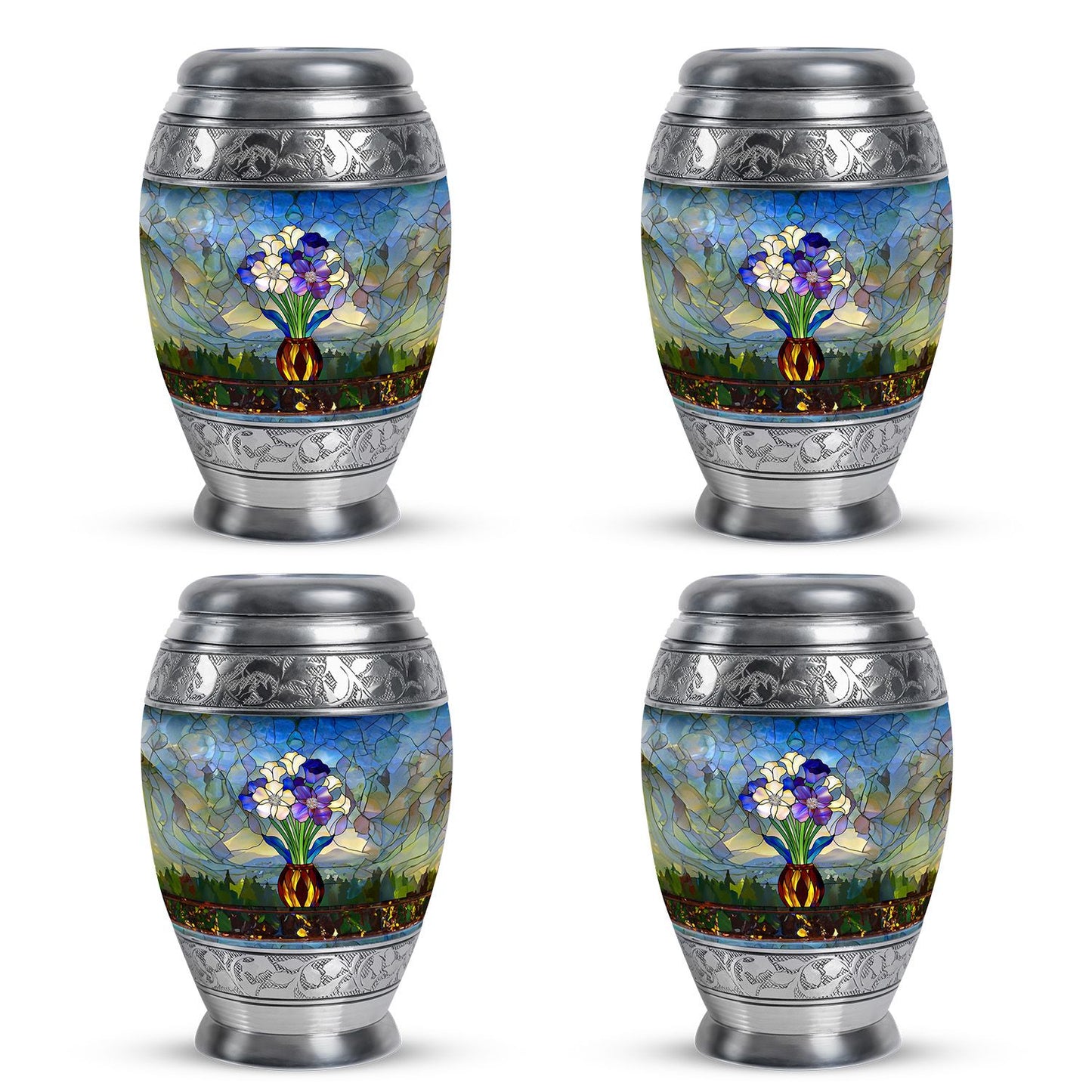 Glass Stained Glass Cremation Urn for Human Ashes - 10-inch, 200 cu in - Yatskia