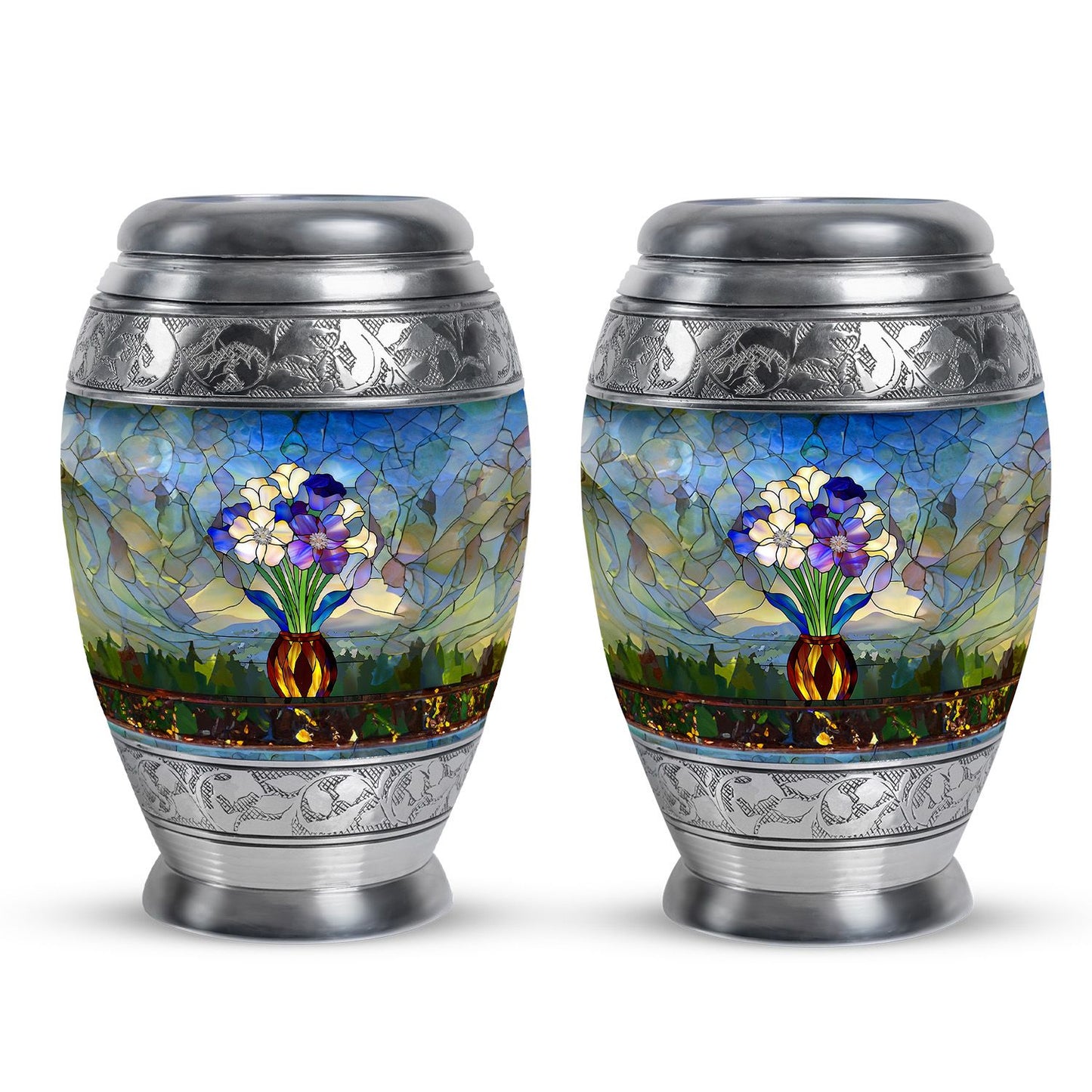 Glass Stained Glass Cremation Urn for Human Ashes - 10-inch, 200 cu in - Yatskia