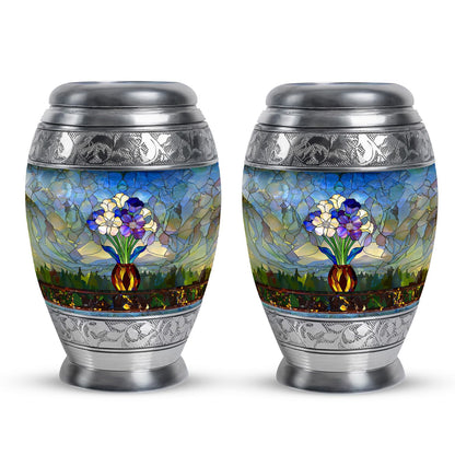 Glass Stained Glass Cremation Urn for Human Ashes - 10-inch, 200 cu in - Yatskia