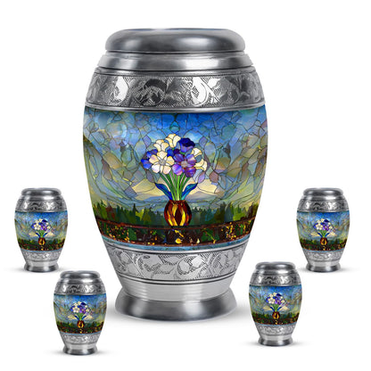Glass Stained Glass Cremation Urn for Human Ashes - 10-inch, 200 cu in - Yatskia
