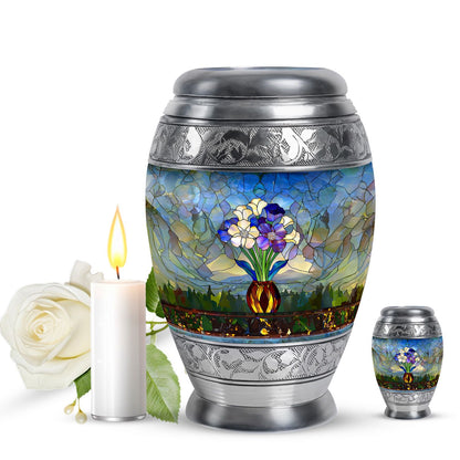 Glass Stained Glass Cremation Urn for Human Ashes - 10-inch, 200 cu in - Yatskia