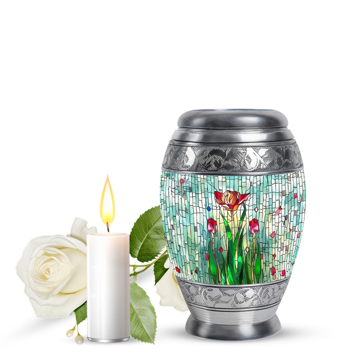 Glass Artistic Cremation Urn for Human Ashes - 10-inch, 200 cu in - Yatskia