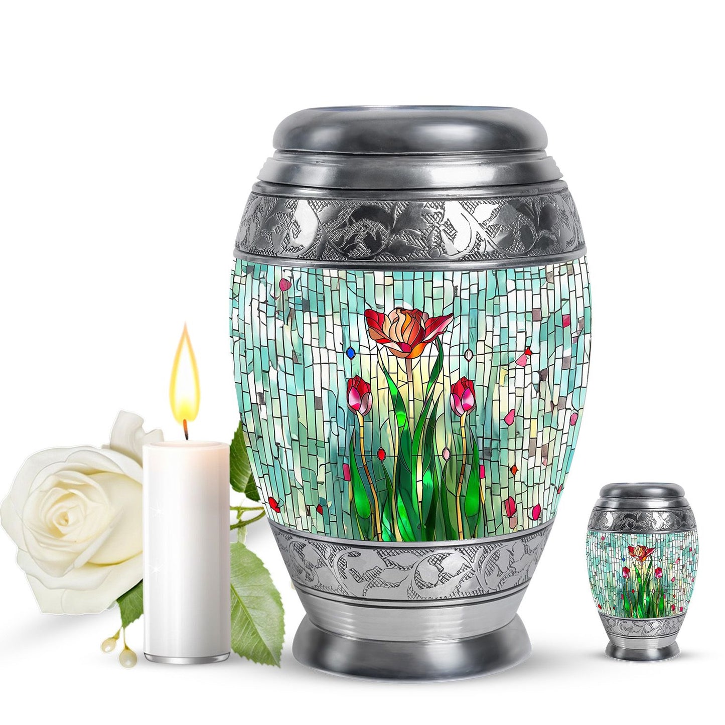 Glass Artistic Cremation Urn for Human Ashes - 10-inch, 200 cu in - Yatskia
