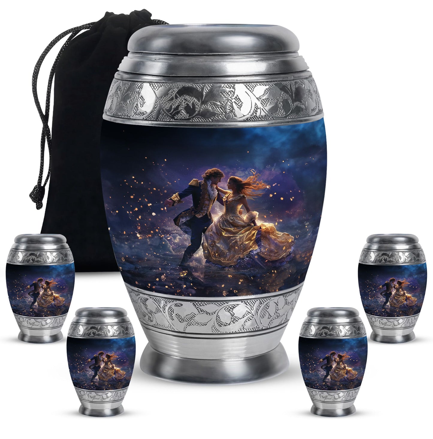 Personalized Couple Cremation Urn for Human Ashes - 10-inch, 200 cu in - Yatskia