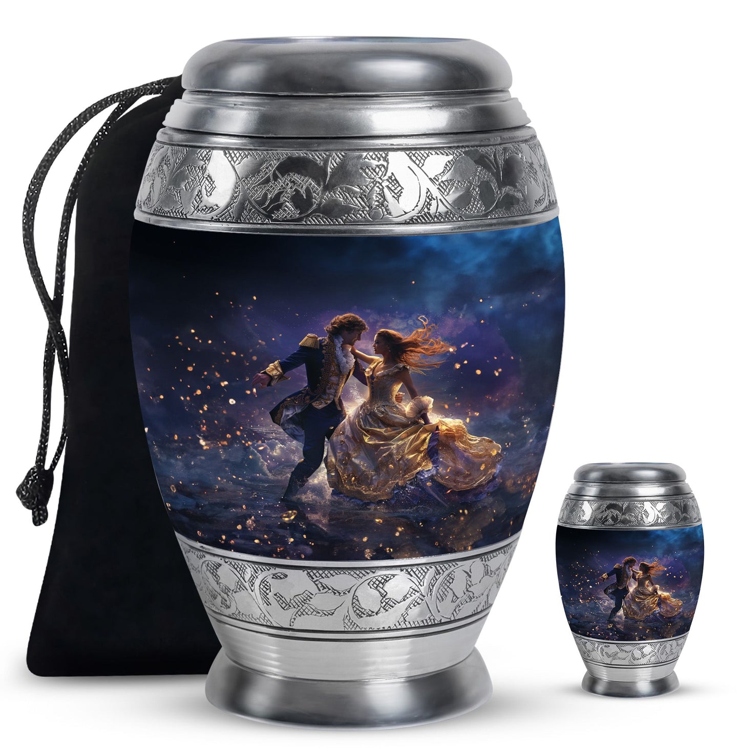 Personalized Couple Cremation Urn for Human Ashes - 10-inch, 200 cu in - Yatskia