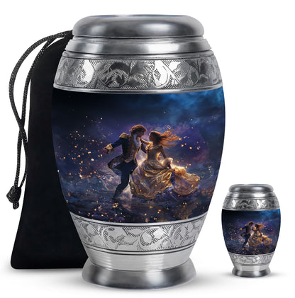 Personalized Couple Cremation Urn for Human Ashes - 10-inch, 200 cu in - Yatskia