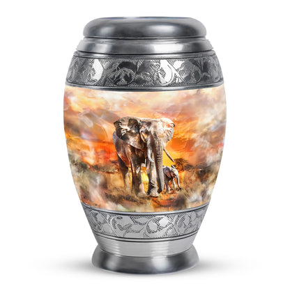 Personalized Elephant Keepsake Urn for Human Ashes - 10-inch, 200 cu in - Yatskia