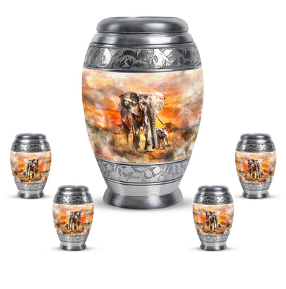 Personalized Elephant Keepsake Urn for Human Ashes - 10-inch, 200 cu in - Yatskia