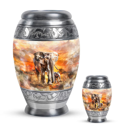 Personalized Elephant Keepsake Urn for Human Ashes - 10-inch, 200 cu in - Yatskia