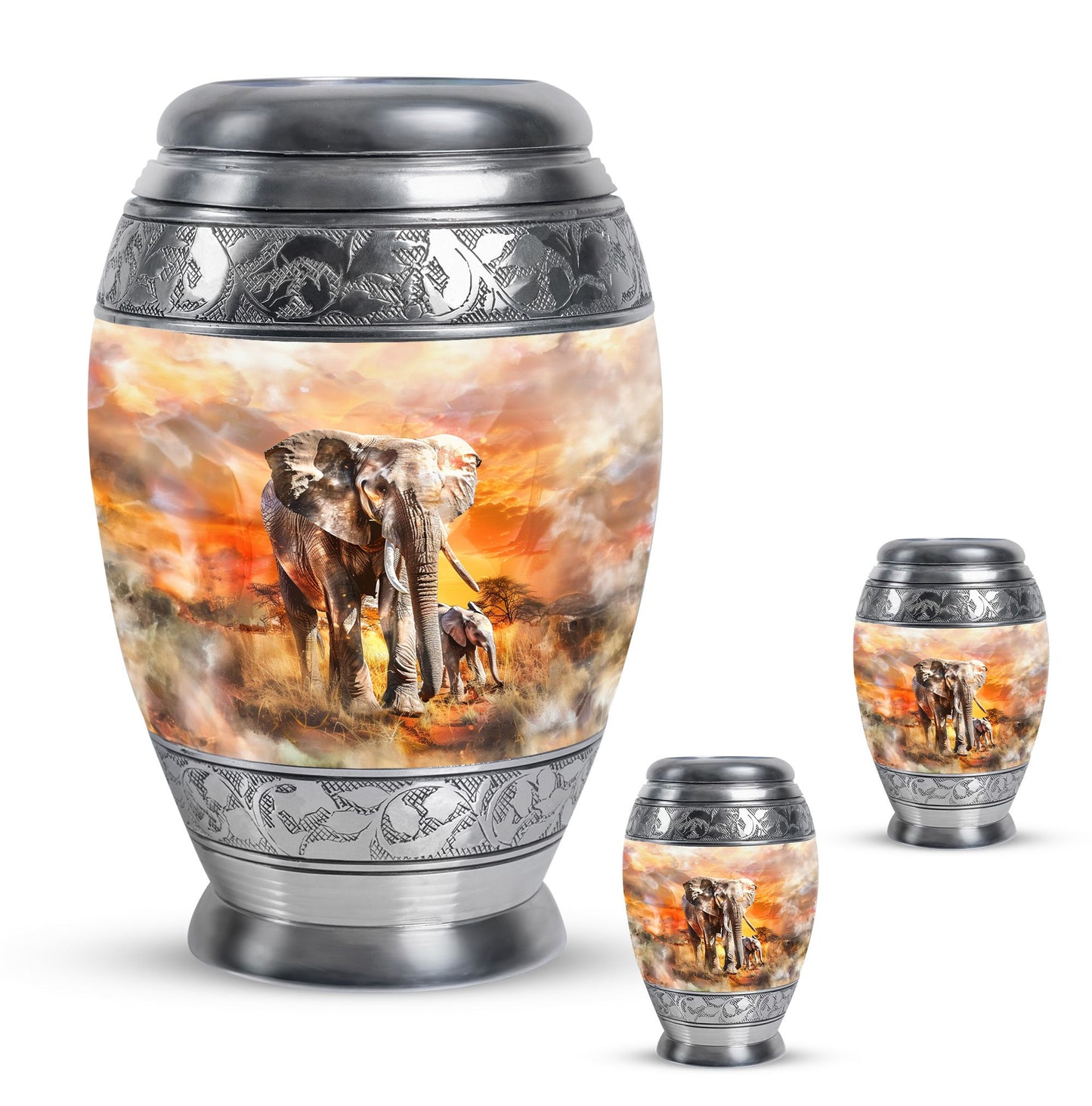 Personalized Elephant Keepsake Urn for Human Ashes - 10-inch, 200 cu in - Yatskia