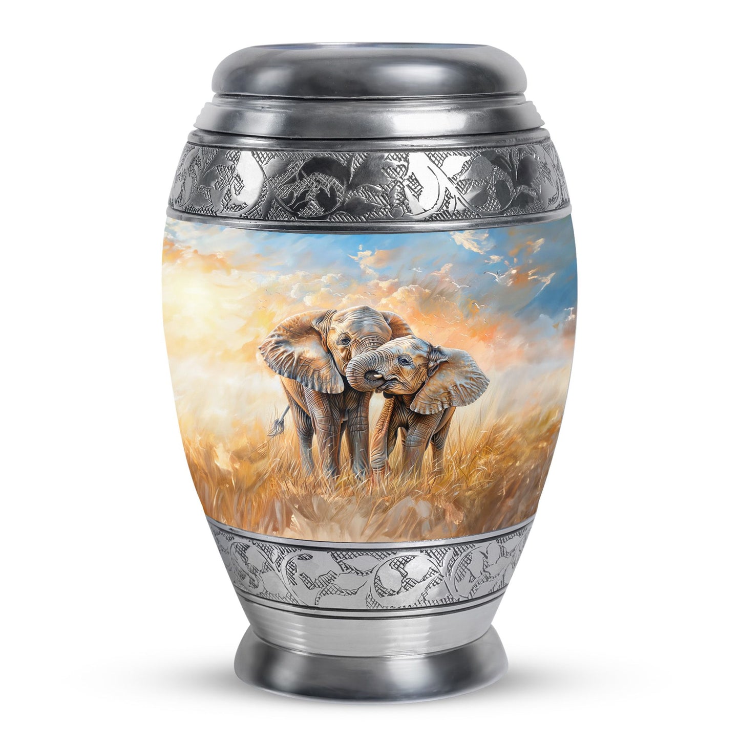 Personalized Elephant Cremation Urn for Men & Women - 10-inch, 200 cu in - Yatskia