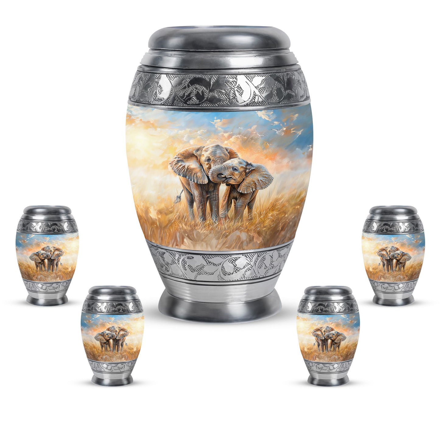 Personalized Elephant Cremation Urn for Men & Women - 10-inch, 200 cu in - Yatskia