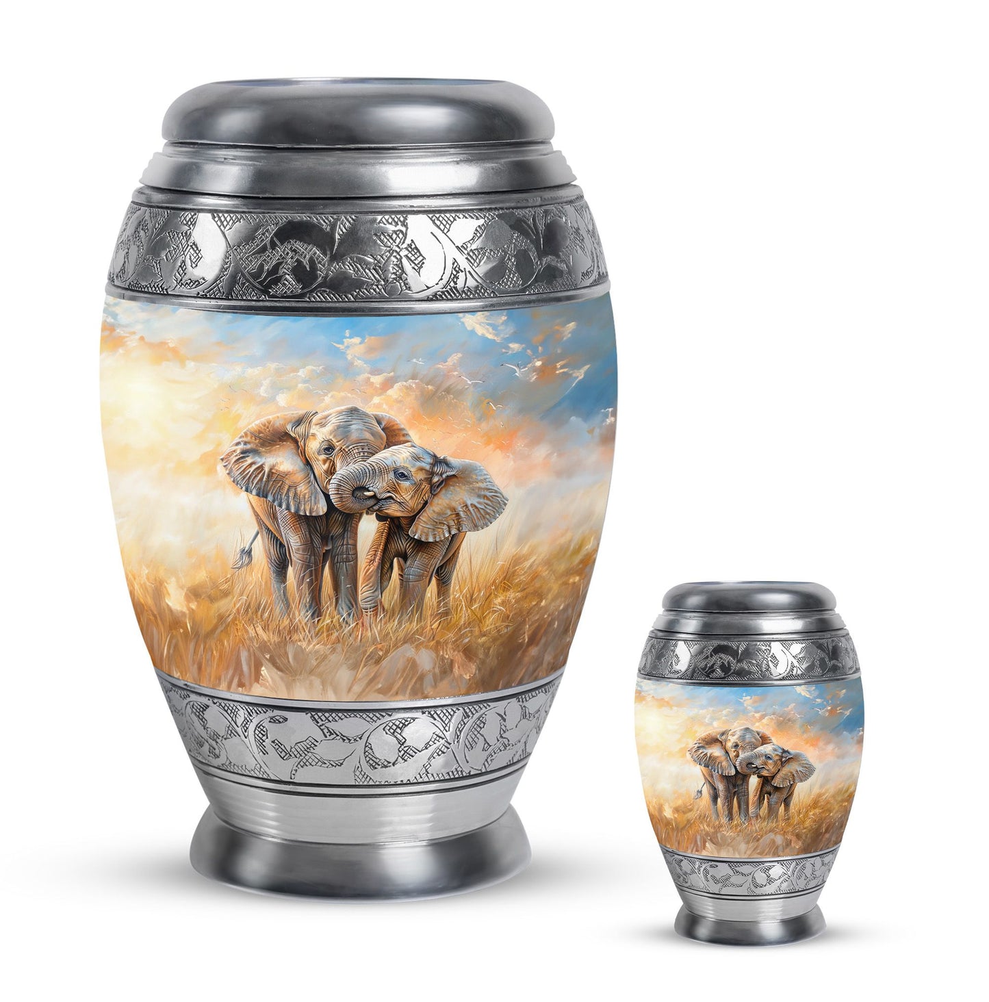 Personalized Elephant Cremation Urn for Men & Women - 10-inch, 200 cu in - Yatskia