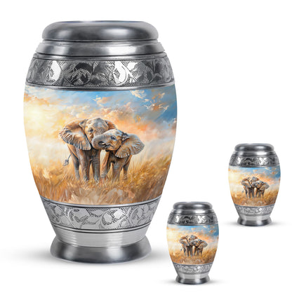 Personalized Elephant Cremation Urn for Men & Women - 10-inch, 200 cu in - Yatskia