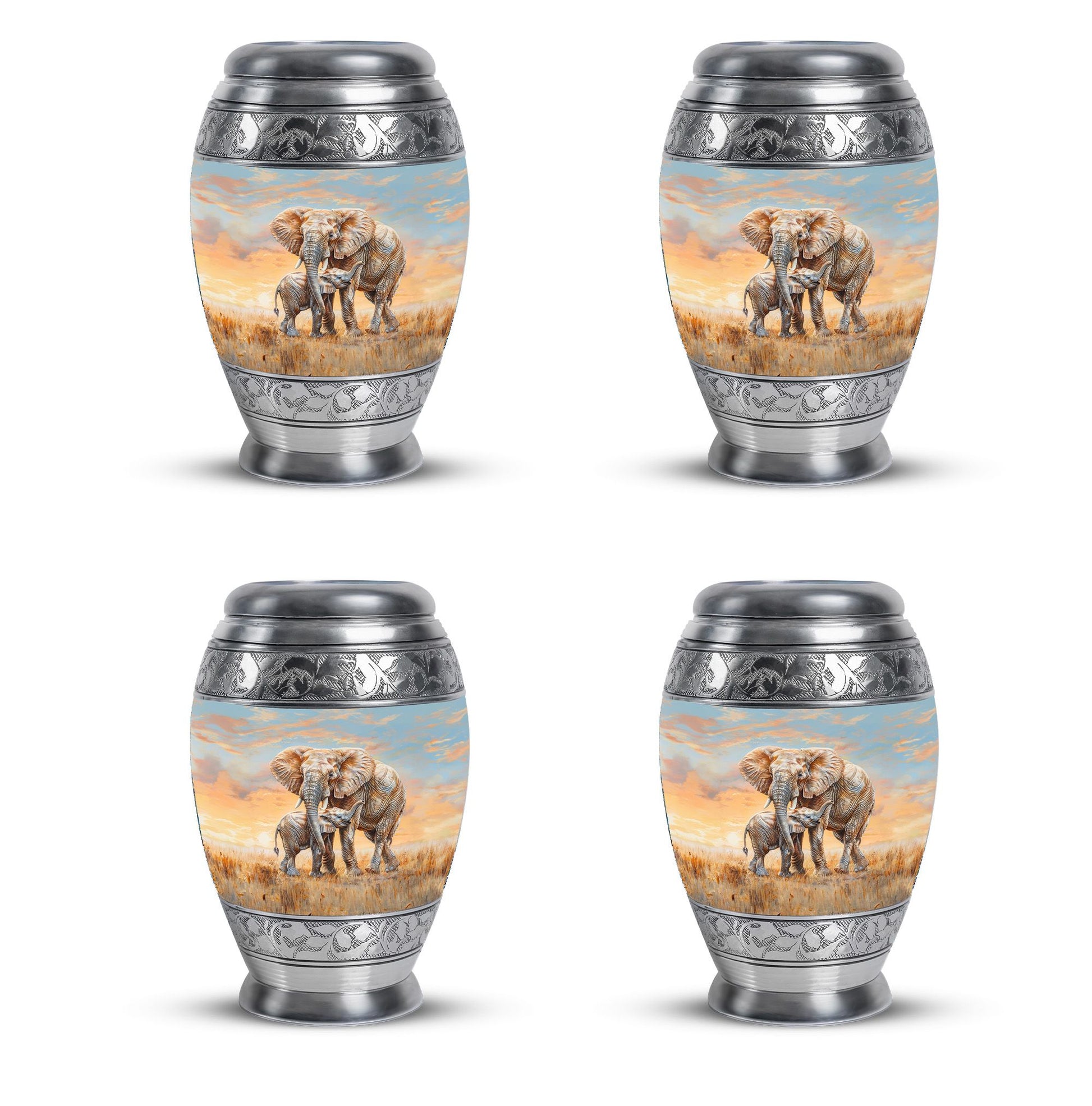 Elephant Family Cremation Urns For Men Funeral, Ashes Cremation Urn