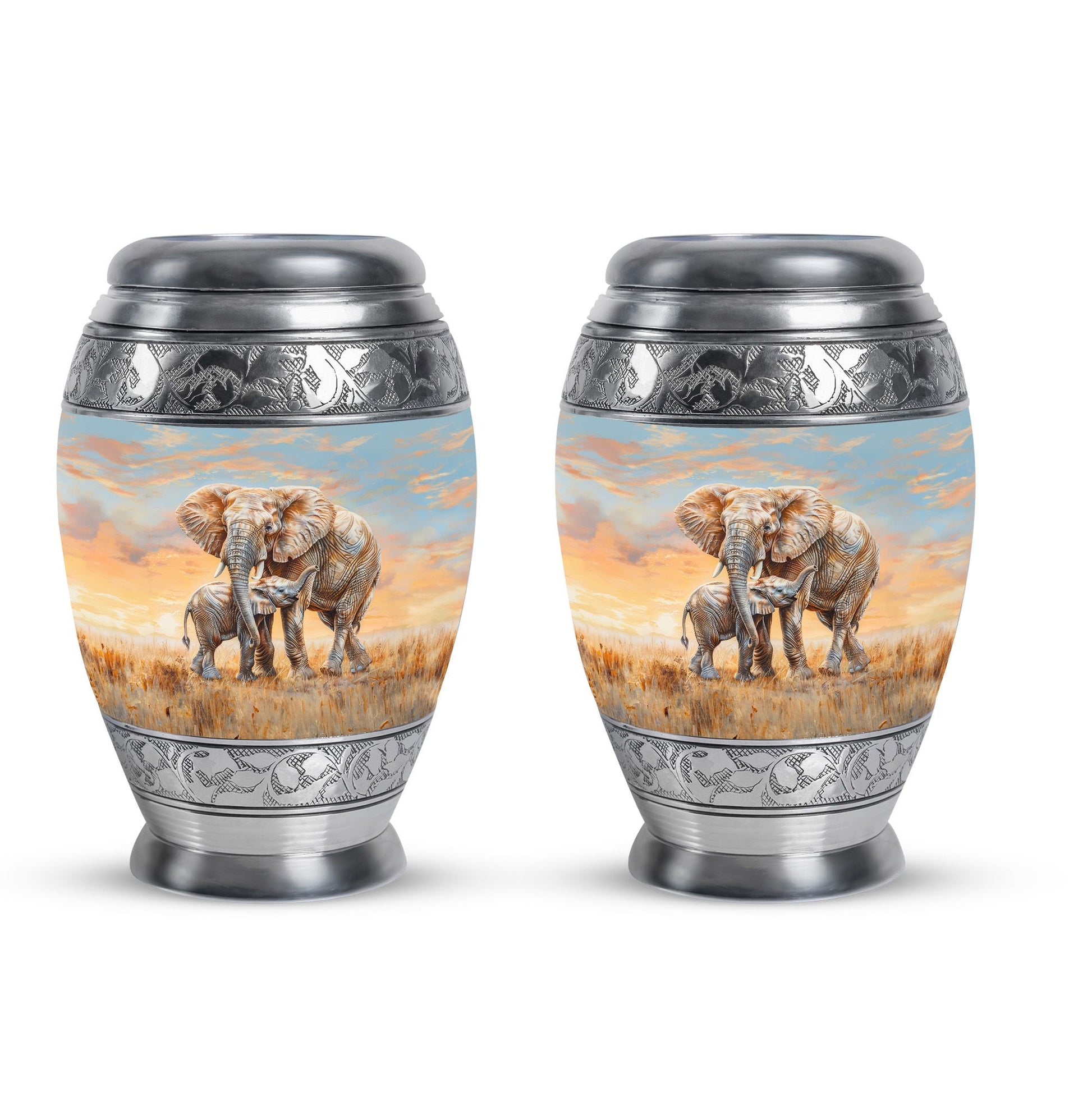 Elephant Family Cremation Urns For Men Funeral, Ashes Cremation Urn