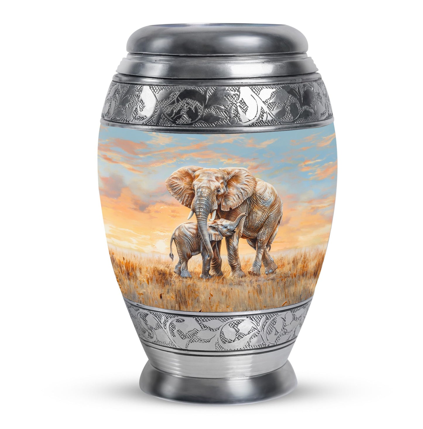 Personalized Elephant Keepsake Urn for Human Ashes - 10-inch, 200 cu in - Yatskia