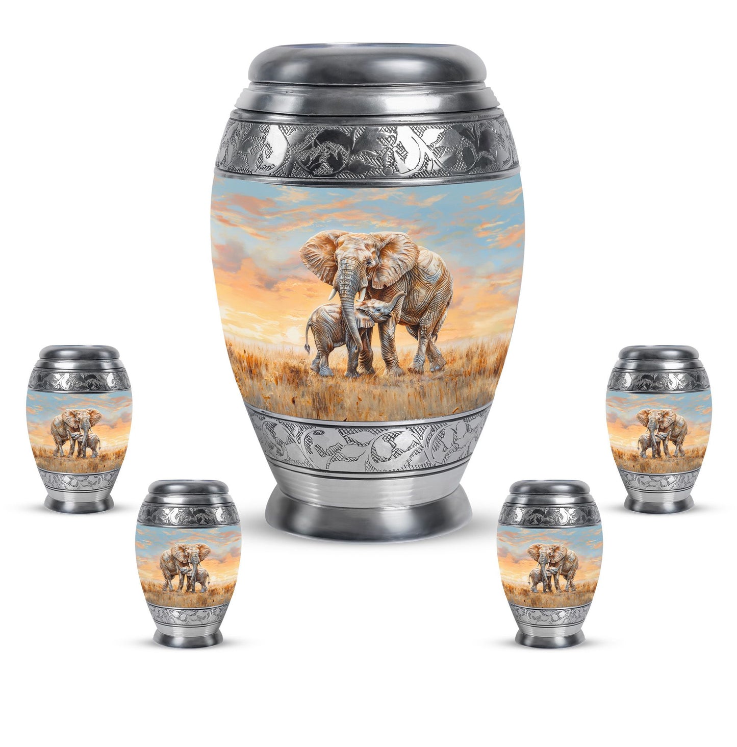 Personalized Elephant Keepsake Urn for Human Ashes - 10-inch, 200 cu in - Yatskia