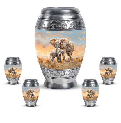Personalized Elephant Keepsake Urn for Human Ashes - 10-inch, 200 cu in - Yatskia