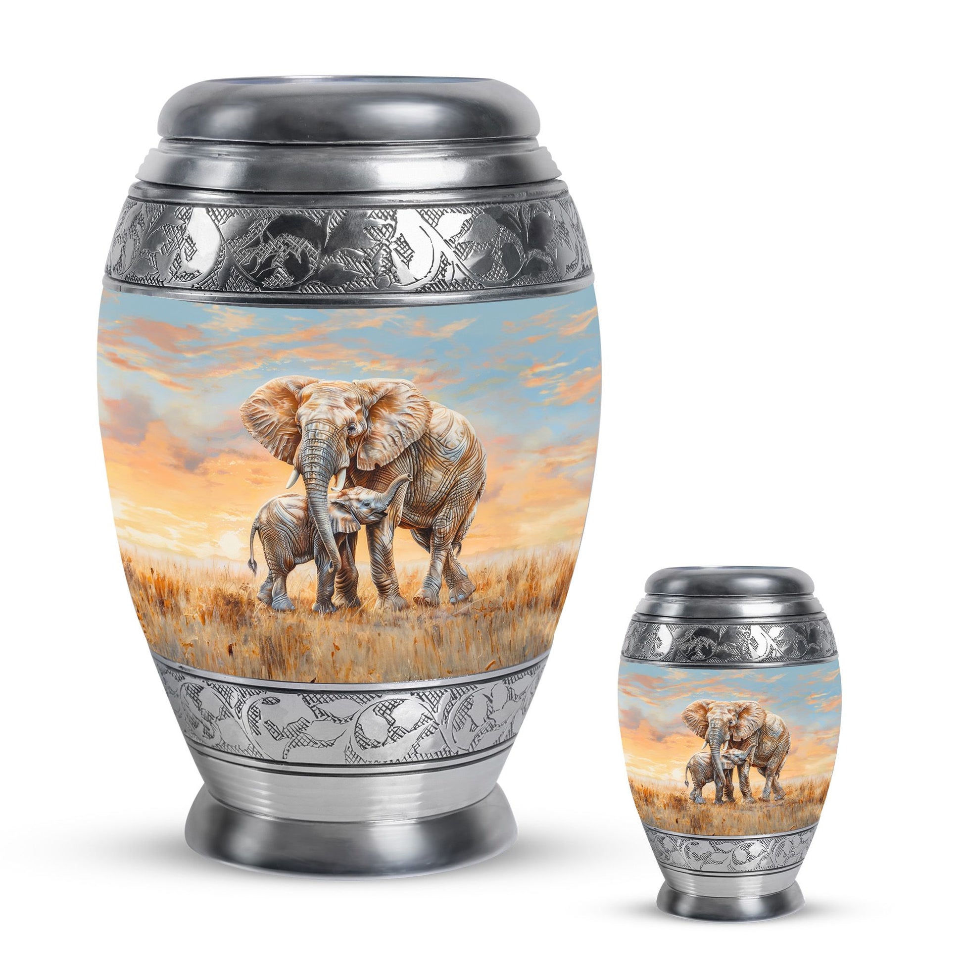 Elephant Family Cremation Urns For Men Funeral, Ashes Cremation Urn