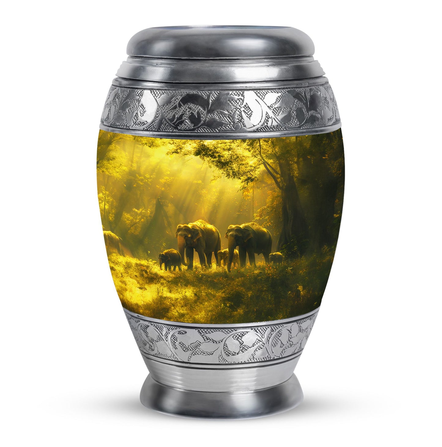 Personalized Elephant Cremation Urn for Human Ashes - 10-inch, 200 cu in - Yatskia