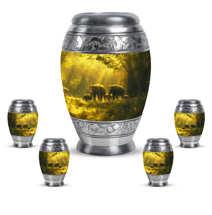 Personalized Elephant Cremation Urn for Human Ashes - 10-inch, 200 cu in - Yatskia