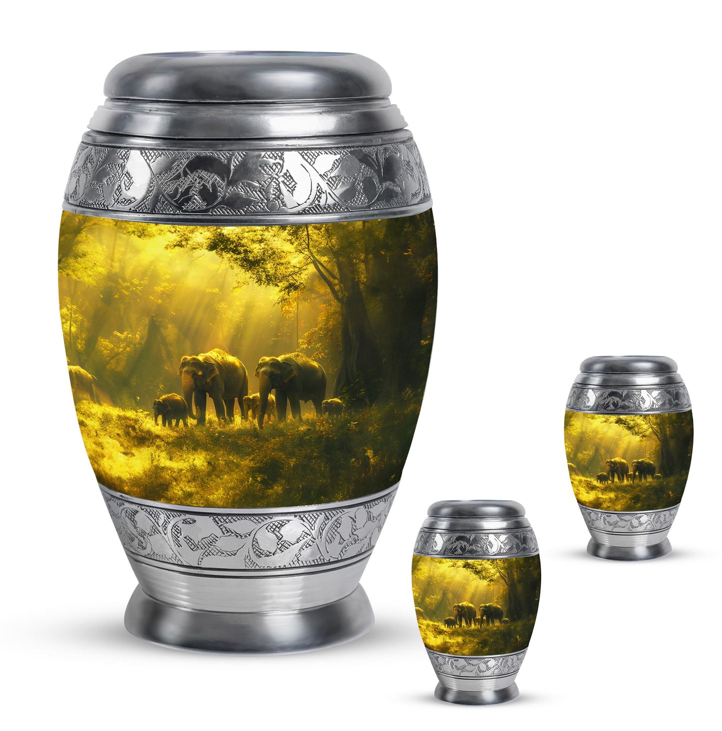 Personalized Elephant Cremation Urn for Human Ashes - 10-inch, 200 cu in - Yatskia