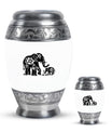 Elephant Family Medium Urn Funeral, Ashes Memorial Urn
