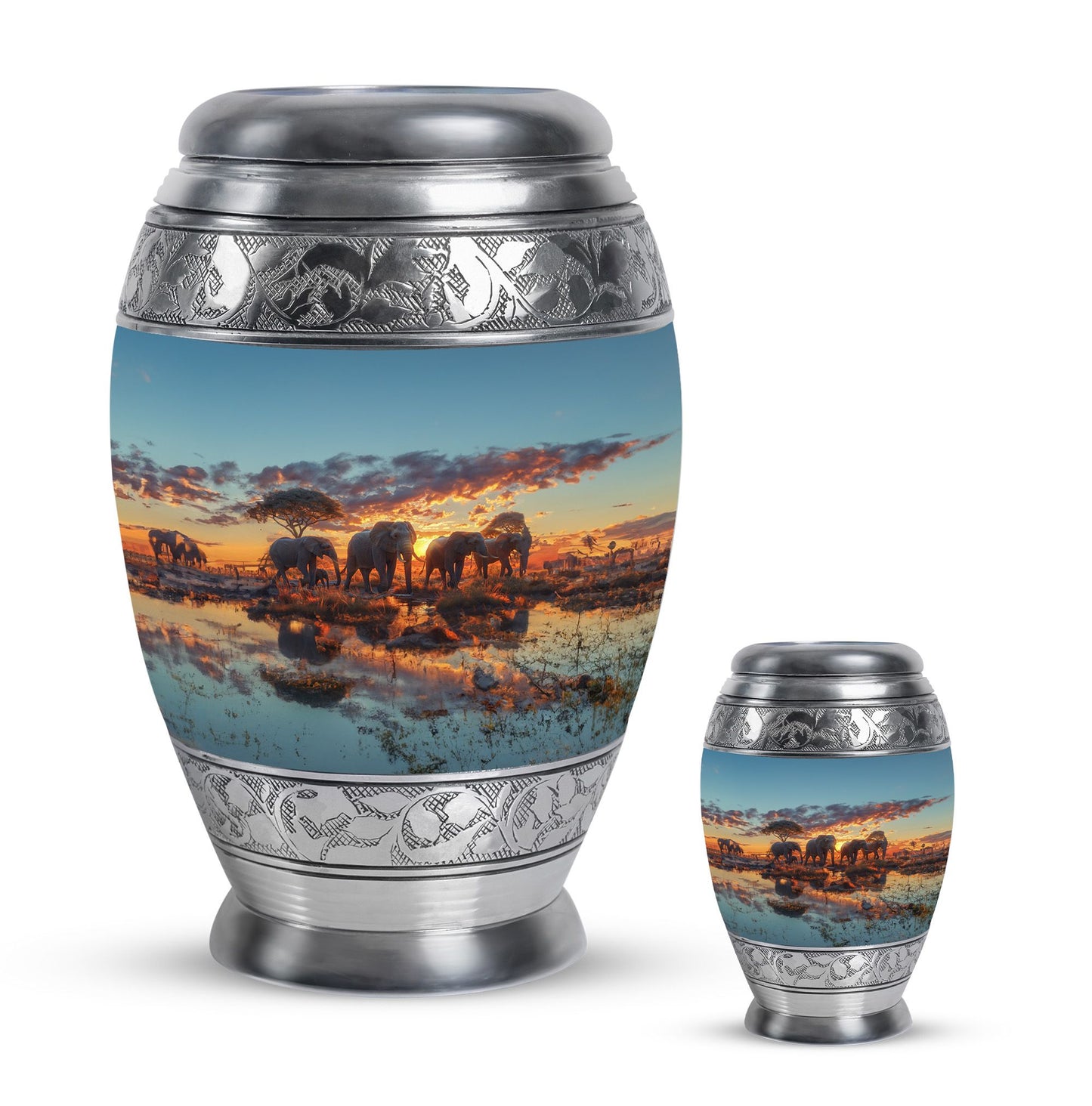 Personalized Elephant Cremation Urn for Human Ashes - 10-inch, 200 cu in - Yatskia