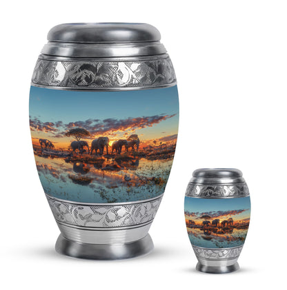 Personalized Elephant Cremation Urn for Human Ashes - 10-inch, 200 cu in - Yatskia